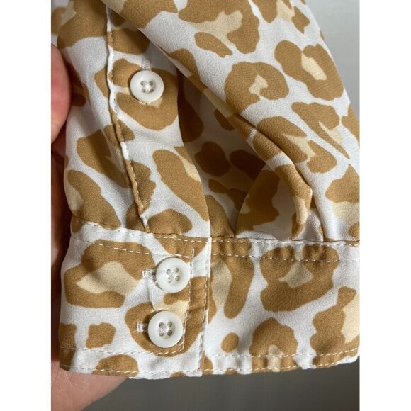 Torrid Animal Print Top 3X Yellow Neutral Georgette Leopard Twee Resort Preppy - Picture 9 of 14